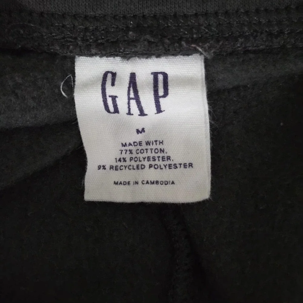 Gap Pants Mens Medium Black Fleece Joggers Sweatpants Cuffed GAP Logo Drawstring